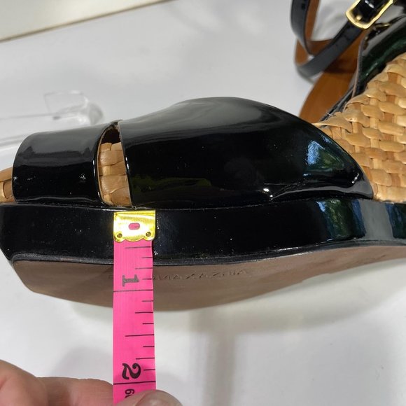 MaxAzria Ma-Dades wedge black patent bamboo sandal - Picture 9 of 11